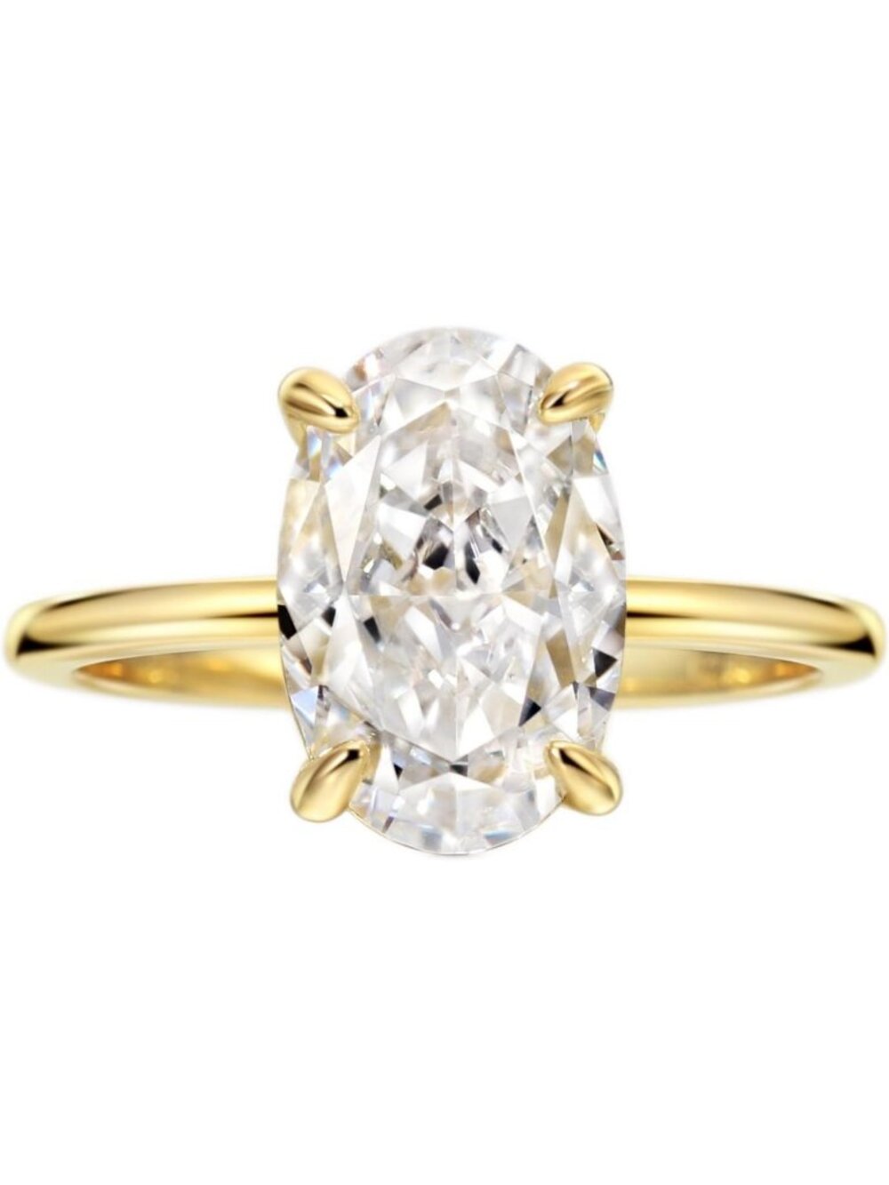 Elegant 4CT Oval Cut Women's Engagement Ring - 18K Gold Plated Sterling Silver